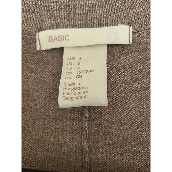 H&M Open Front Cardigan Small Brown Long Sleeve Capsule Closet Classic Thin - Picture 2 of 12